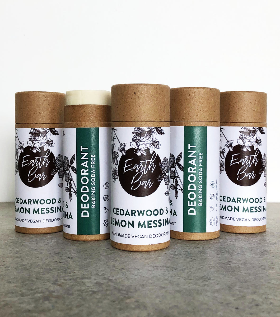 Cedarwood & Lemon Messina Deodorant Baking Soda Free Earthbar